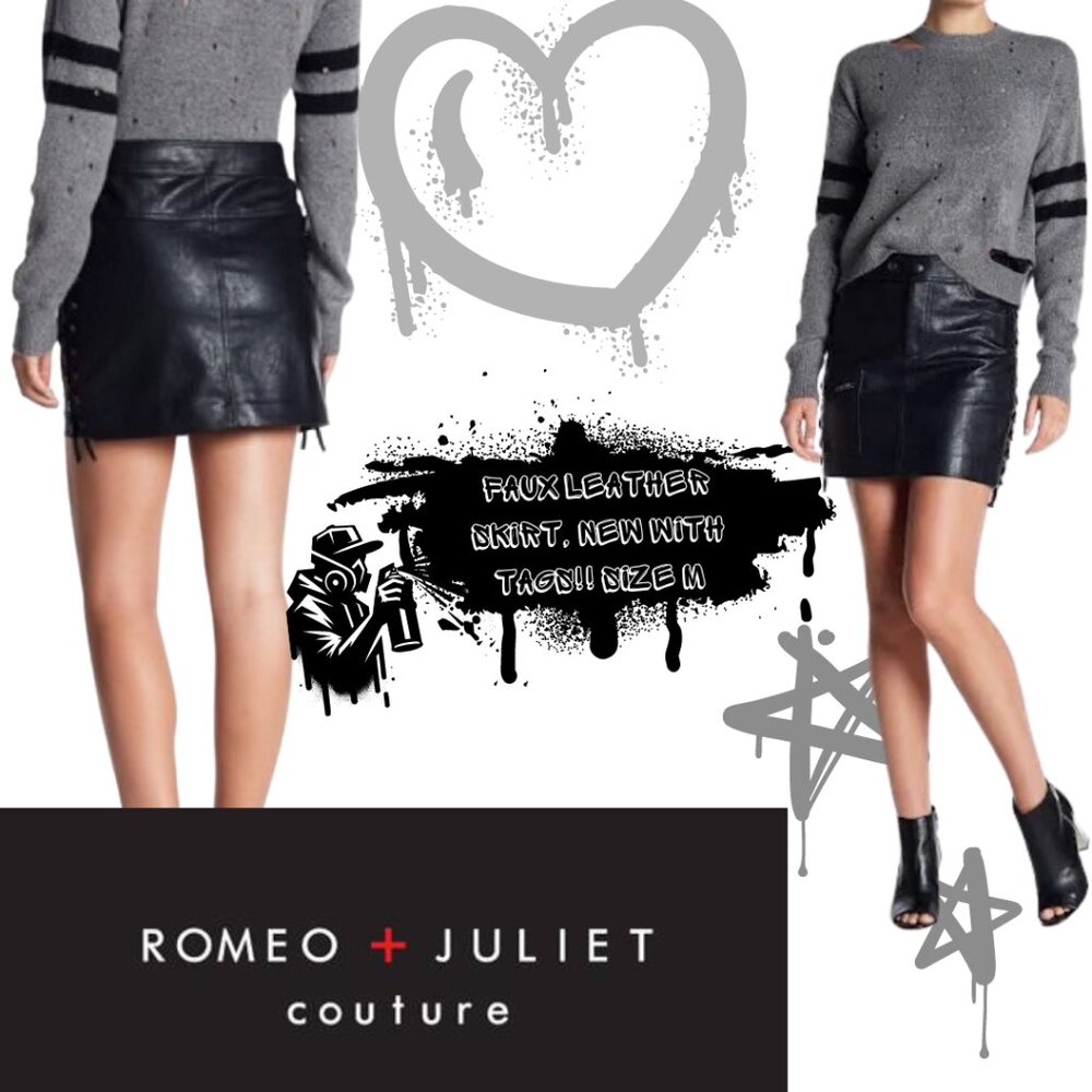 Romeo + Juliet faux leather lace up skirt, size M. New with tags!!